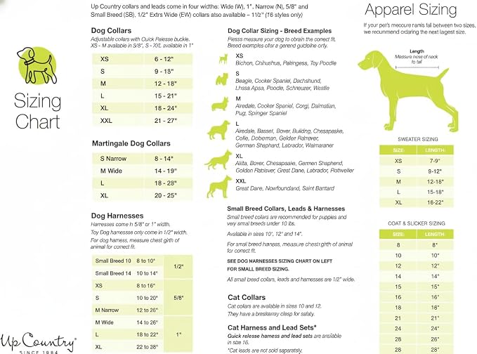 Up Country Harvest Time Pattern Dog Collar, X-Small (6 To 12 Inches) 5/8 Inch Narrow Width