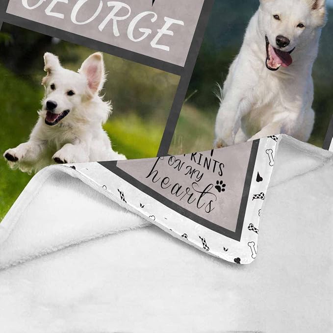 Artsadd Personalized Blanket with Picture in Memory of Dog Custom Photo Blanket Memorial Pet Loss Sympathy Gift
