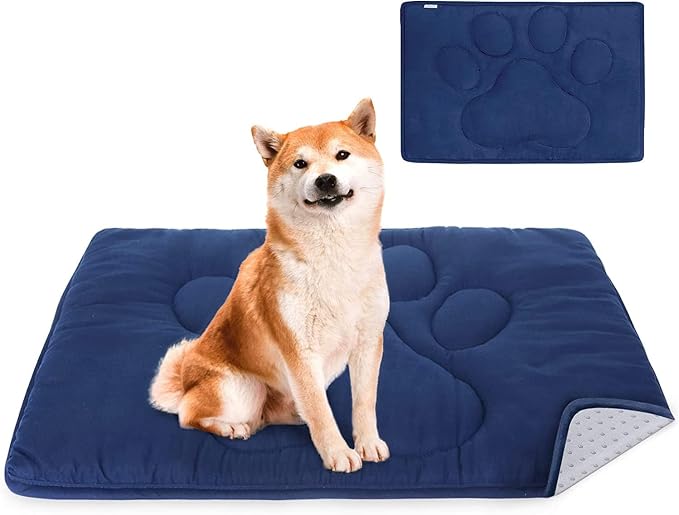 Dog Crate Pad(23"x 36"),Washable Crate Mat with Anti-Slip Bottom | Dog Mats for Sleeping, Breathable Kennel Pad,Dark Colored to Hide Stains, Navy