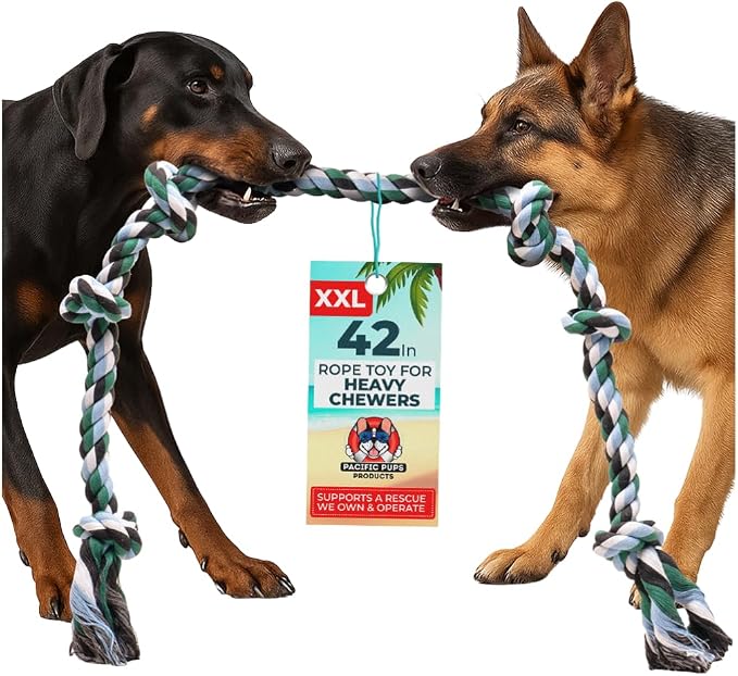 Giant Dog Rope Toys for Extra Large Dogs - 42 Inch, 6 Knot Tough Rope Chew Toys for Large Dogs - Benefits Non-Profit Animal Rescue - Indestructible Dog Toy for Aggressive Chewers