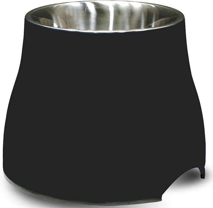 Dogit Elevated Dog Bowl, Stainless Steel Dog Food and Water Bowl for Small Dogs, Black, 73744
