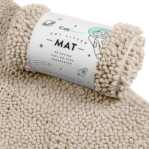 CatGuru Cat Litter Mat, Medium, Extra Large, XXL, Super Absorbent and Waterproof Litter Box Mat for Cats, Non Slip Trapping Mats, Machine Washable Kitty Trapping Pad, Cat Stuff (XL, Sand/Heavy-Duty)
