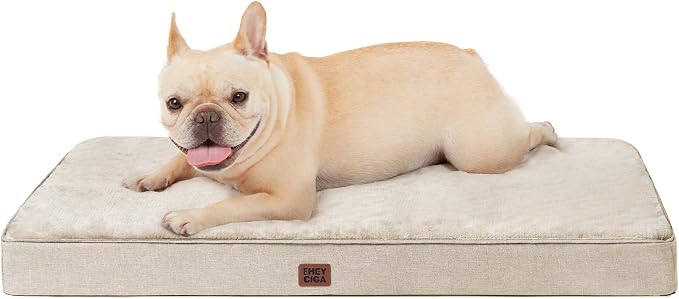 EHEYCIGA Orthopedic Dog Crate Beds for Medium Dogs, 30x20Inch, Beige | High Density Egg Crate Foam, Waterproof Liner, Washable Removable Cover, Non-Slip Bottom, Fits Crate, Floor and Sofa