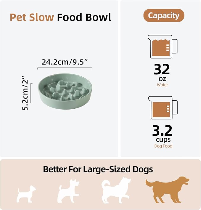 Havniva Ceramic Slow Feeder Dog Bowls, 3.2 Cups Dog Bowl Slow Feeding for Medium and Large Breed, 9.5inch Puzzle Dog Food Bowl Slow Feeder Non-Slip Anti-Gulping and Anti-Choking Reduces Bloating