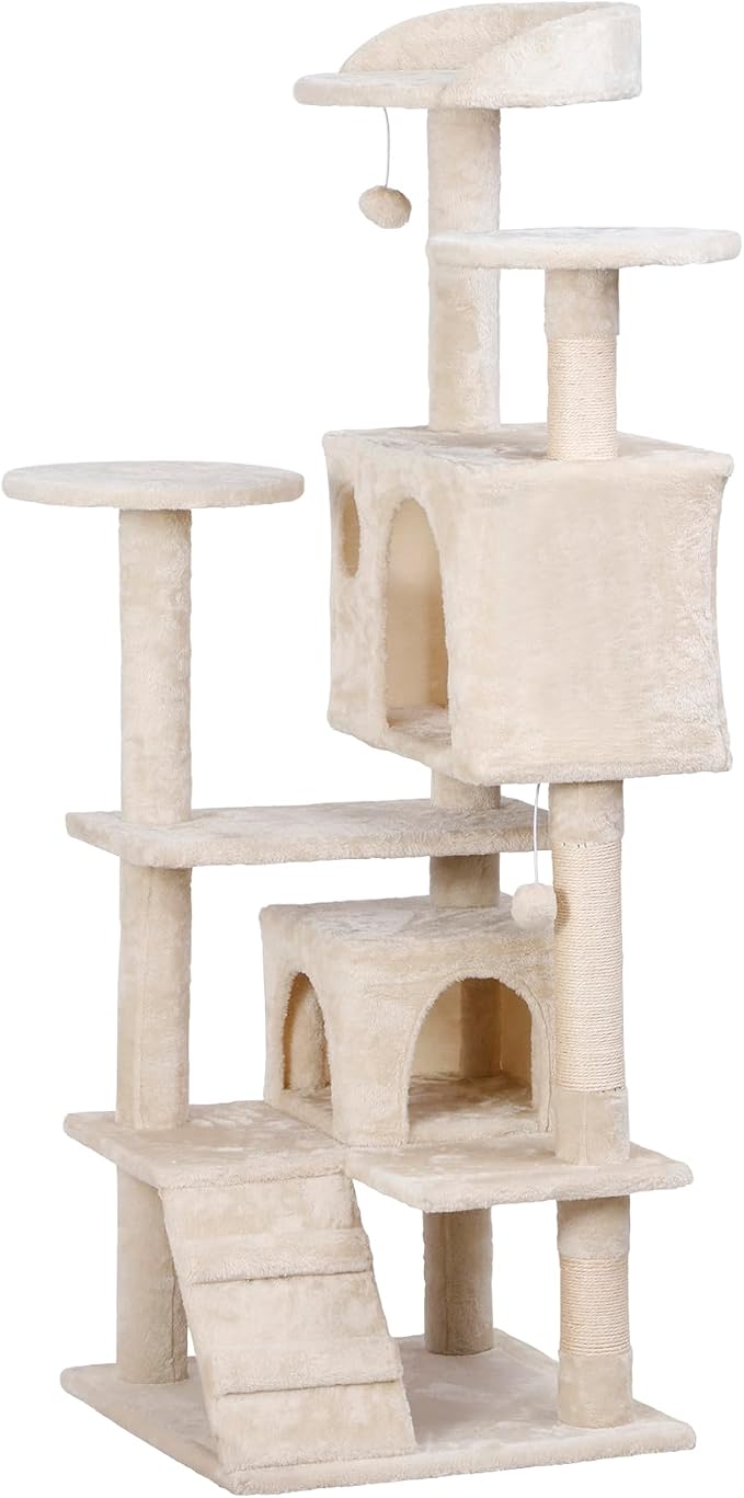 54 in Cat Tree Tower for Indoor Cats Multi-Level Cat Condo Cat Bed Furniture with Scratching Post Kittens Activity Center