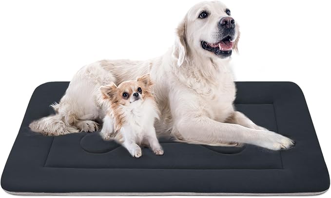 Extra Large Dog Bed Soft Dog Crate Pad Mat, 48 in Non-Slip Bottom Washable Dog Sleeping Mattress Pet Beds Cat Bed Kennel Pad, Dark Blue Gray