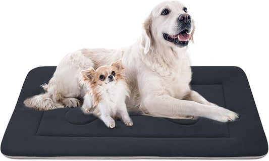 Extra Large Dog Bed Soft Dog Crate Pad Mat, 48 in Non-Slip Bottom Washable Dog Sleeping Mattress Pet Beds Cat Bed Kennel Pad, Dark Blue Gray