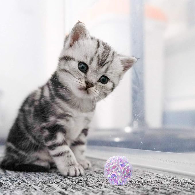 POPETPOP Polyester Toys Comfortable Cat Toys 20pcs Cat Crinkle Balls - Cat Toys Balls with Sounds Pet Crinkle Interactive Sound Ball Big Nylon Toys Dog Top Hat