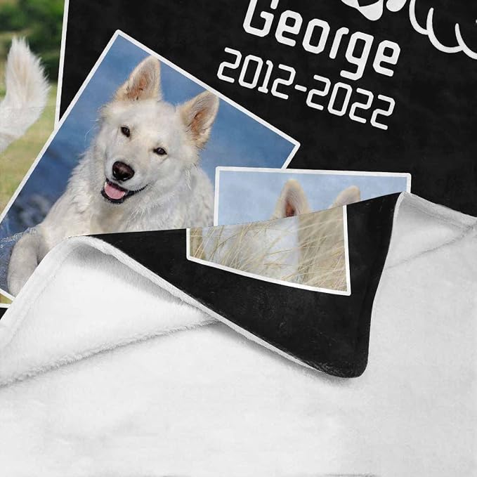 Artsadd Personalized Blanket with Picture in Memory of Dog Custom Photo Blanket Memorial Pet Loss Sympathy Gift
