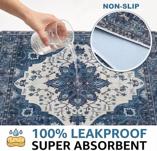 Washable Guinea Pig Pee Pads,Absorbent Reusable Guinea Pig Cage Liners,Waterproof,Leak-Proof & Non-Slip Potty Pads for Small Animals Rabbit Hamster Rat.(Dark Navy Floral,24"x48")