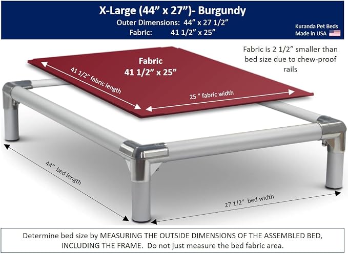 Kuranda Replacement Fabric - X-Large - 44" x 27" - Cordura Nylon Canvas - Burgundy