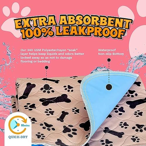 Super Absorbent Washable Pee Pads for Dogs Large 35 x 31 (2-Pack) Puppy Pads pet Training Pads Reusable Pee Pads for Dogs 100% Waterproof Dog Puppy Pee Pads Extra Large Wee Wee Pads for Dogs pet Peed