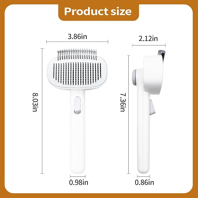 TemApex 2-in-1 Self Cleaning Shedding Brush & Dematting Comb for Long Haired Cats and Dogs, Pet Grooming Deshedding Brush for Dog and Cat Removes Loose Fur & Tangles