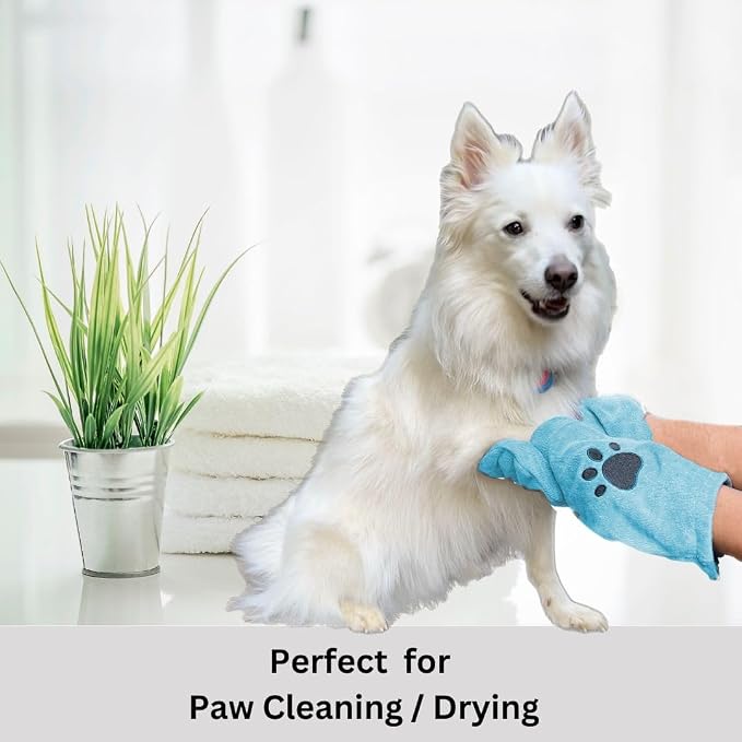 Penny & Niko Microfiber Pet Towel Mitts - Paw Cleaning and Drying Mitts/Gloves for Dogs and Cats (Sky Blue, Standard - 2 Pack)