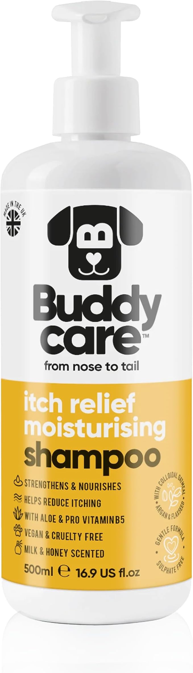 Buddycare - Dog Shampoo - Itch Relief - Milk & Honey - 500ml (16.90oz)