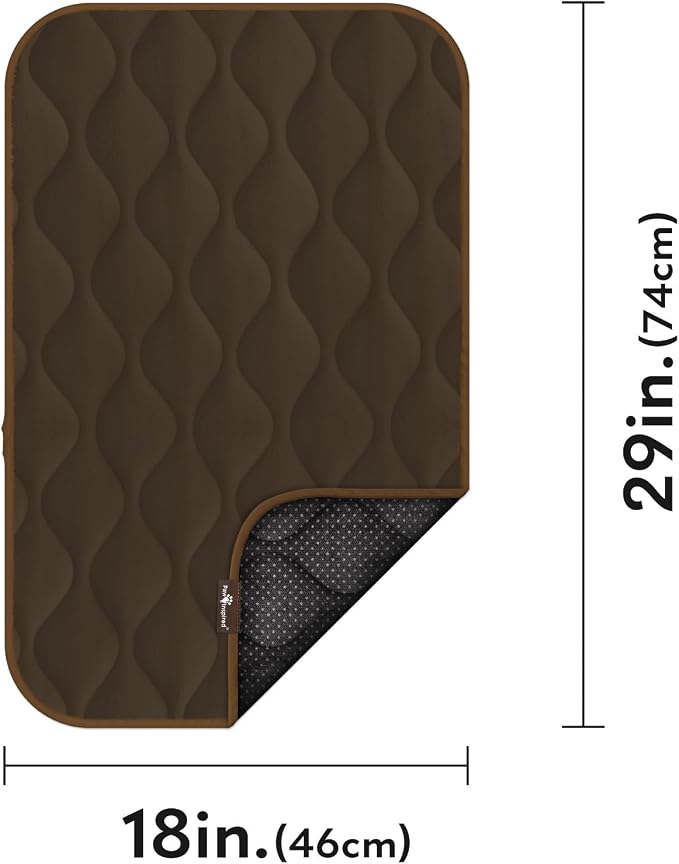 Paw Inspired Washable Padded Crate Mats for Dogs, Dark Brown, 29x18 Inch | Fits 30-inch Kennels, Leakproof, Waterproof Bottom, Plush Dog Pad, Pet Bed