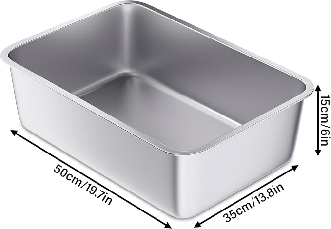 Stainless Steel Litter Box, 20"x14"x6"(Deep) High Sided Large Metal Litter Boxes Easy Clean, Non Stick No Smell Cat Litterbox for Adult Cats/Kitty/Kitten