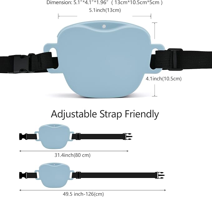 AUDWUD Magnetic Silicone Dog Treat Pouch with Adjustable Belt | Fits All Waist Sizes.Hands free with adjustable strap 31"-49.5",Magnetic spill proof seal for active,flexible