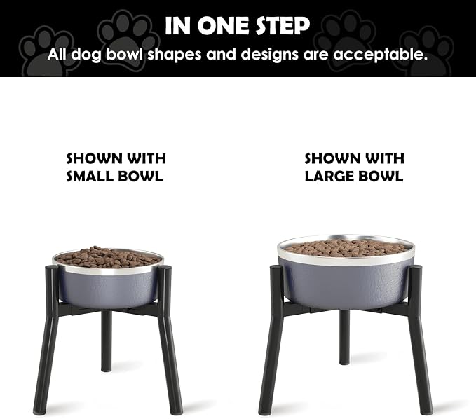 SHAINFUN Adjustable Dog Bowl Stand, Tall Elevated Feeder for 7-10.6" Bowls, Metal Single Raised Holder, 11" Tall (Bowl Not Included)
