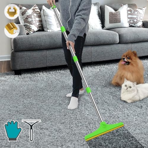 B-Land Carpet Rake for Pet Hair Removal, Green