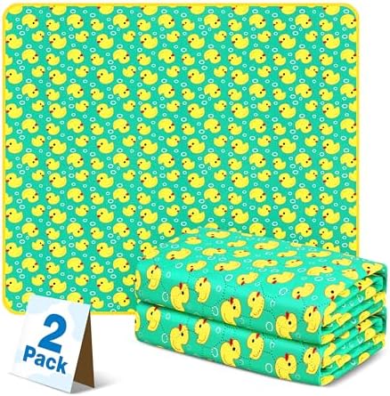 2'Pcs Washable Pee Pads, Reusable Puppy Pet Training Pads, Waterproof Dog Crate, Whelping Pad, Non-Slip Protects Against Urine Leakage Green Large