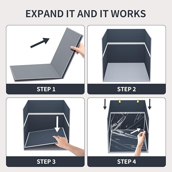 Aokeyee 2PCS Cat Litter Box Enclosure Splash Guard, Gray Waterproof | 27.16x21.65x16.53, Removable PVC Mat with 2 Hooks, Foldable Anti-Leakage Dust Control