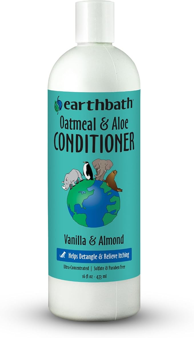earthbath, Oatmeal & Aloe Conditioner - Dog Conditioner for Allergies & Itching, Dry Skin, Dog Wash that Helps Detangle & Relieve Itching, Made in USA, Cruelty Free Pet Conditioners - 16 Oz (1 Pack) | Dog Conditioner for Allergies & Itching, Dog Wash T...