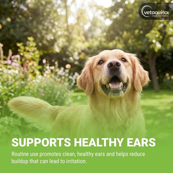 Vetoquinol Ear Cleansing Solution - Gentle Cleaner to Remove Dirt & Debris - Easy-to-Use Drops for Cats & Dogs - Support Clean and Fresh-Smelling Ears - Ideal for Routine Pet Hygiene - 8 Ounces