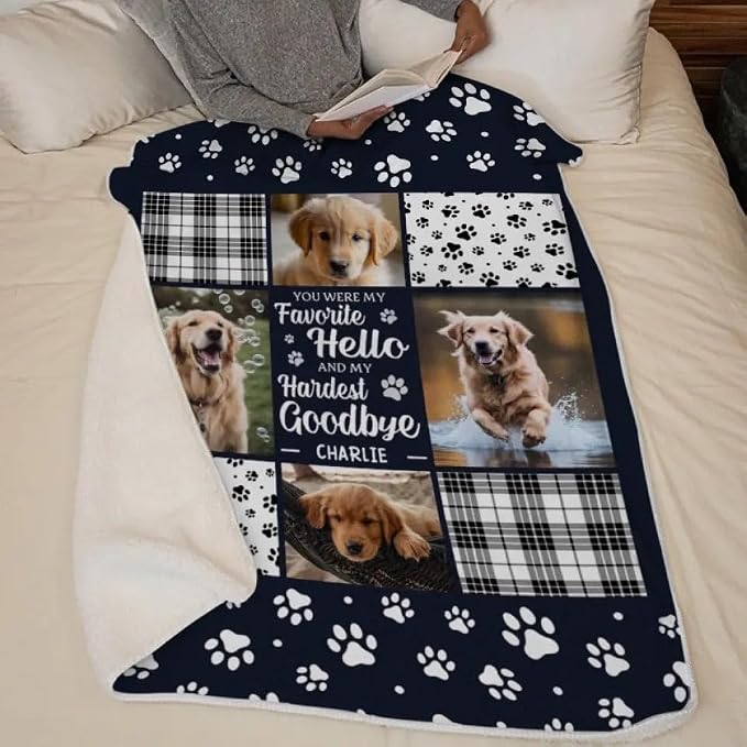 Pamaheart Custom Dog Face Blankets, Personalized Pet Photo Blanket, Fleece Dog Blankets, Customized Photo Throws, Dogs Dad Gifts, Pet Lover Gifts, Memorial Gift /40