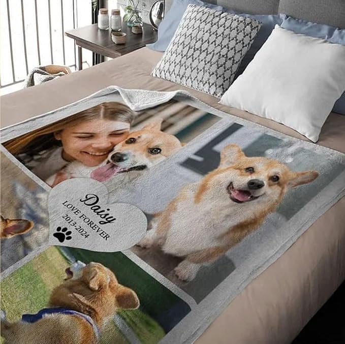 Pamaheart Custom Dog Face Blankets, Personalized Pet Photo Blanket, Fleece Dog Blankets, Customized Photo Throws, Dogs Dad Gifts, Pet Lover Gifts, Memorial Gift /34