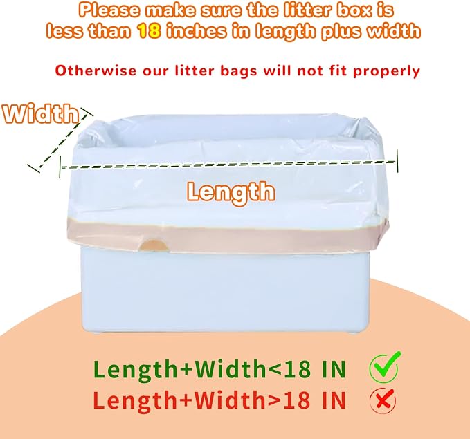 Cat Litter Bags Compatible with MW-SC01/SC02/SC09/LR01/LR02, Heavy Duty Drawstring Replacement Liners, Thick Leakproof Cat Litter Waste Bags, 18" x 12.6" (80Count) (80Count)