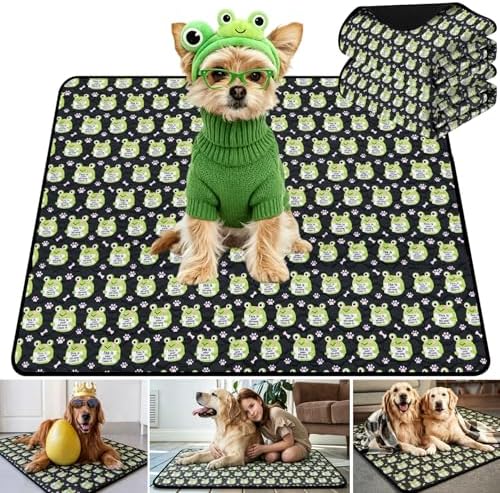 Washable Pee Pads for Dogs,2 Pack Reusable Puppy Training Pads-Funny Frog Print,Odor Resistant Super Absorbent,for Crate,Playpen,Floor,Whelping & Housebreaking