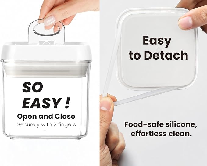 Felli Flip Tite Food Storage Container 4" Small Size Airtight Lid Lock Top, Stackable Kitchen Canister for Space Saving, Pantry Fridge Cupboard Organizer, Spice Seasoning Pet Treats Snack (0.5 qt)