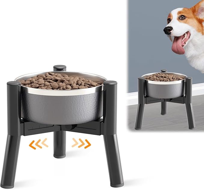 SHAINFUN Adjustable Elevated Dog Bowls Stand Compatible with 5.9 to 8.7 inch Wide Raised Stand with Metal Material for Medium and Small Sized Dogs (Bowl Not Included)