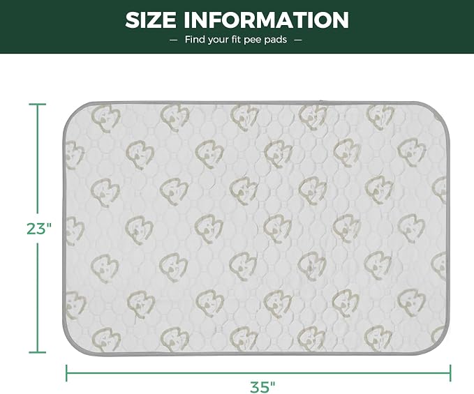 FXW Washable Pee Pads for Dogs, Super Absorbent, 23" x 35", 2 Packs | Machine washable, Non-slip backing