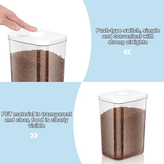 LEAWALK 5-8 Lbs/6Qt Airtight Dog Cat Food Storage Container and Pet Storage Bin BPA-Free, PET Clear Stackable Dog Treat Containers Measuring Scoop Suitable for Dogs Food, Cats Food and Other Dry-1Pack