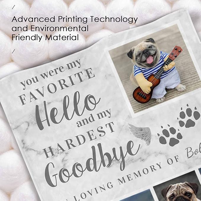 InterestPrint Custom Memorial Throws Blanket for Dog, in Loving Memory Dog Bed Blanket Customized Loss of Pet Dog Photo Blankets Warm Bereavement Gift for Dog Mom 60X80 Inch
