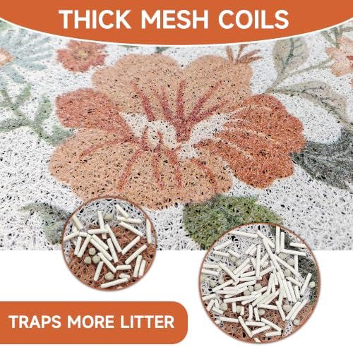 Cat Litter Mat,35"x23" Large Cute Litter Box Mat,Traps 100% Litter