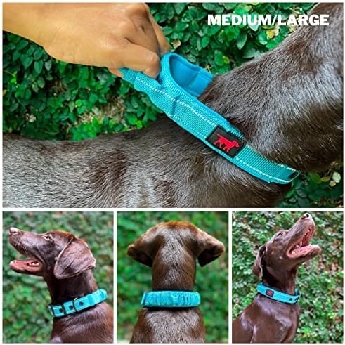Tuff Pupper Heavy Duty Dog Collar with Handle | Ballistic Nylon Heavy Duty Collar | Padded Reflective Dog Collar with Adjustable Stainless Steel Hardware | Convenient Sizing for All Breeds