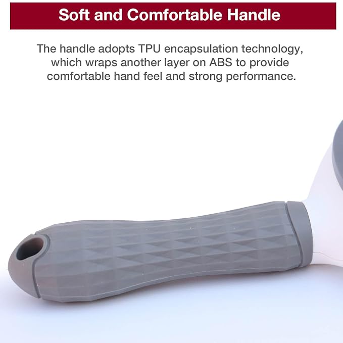 Self-Cleaning Slicker Brush - Upgraded Deshedding Tool for Dogs Cats with One-Click Clean & Ergonomic Grip, Ideal for Long/Short Haired Pets Gray Self-Cleaning Slicker Brush – Premium Deshe