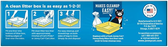 JONNY CAT Litter Box Liners, Heavy Duty Drawstring Liners, Pack of 4 Boxes, 5 Liners per Box, 3 FT X 18 IN, Tear Resistant