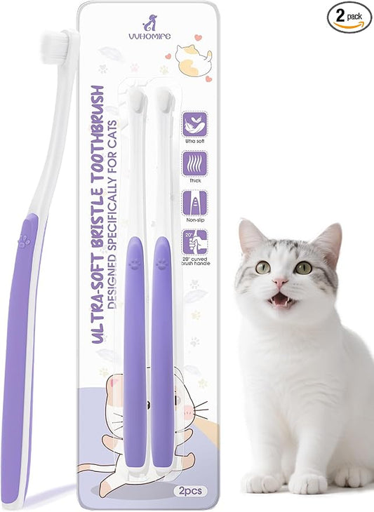 Cat Toothbrush for Cats & Kittens, Soft Bristles, Compact Head | Gentle Care for Small Mouths. Easy Daily Brushing. Gum Comfort. Calmer Bonding. Everyday Oral Routine