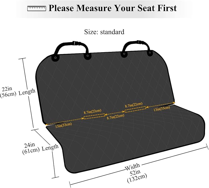 VIVAGLORY Dog Seat Cover Pet Seat Protector, Standard, Black | Backseat Cover for Car Suv & Truck, Back Rear Backseat Bench Protector