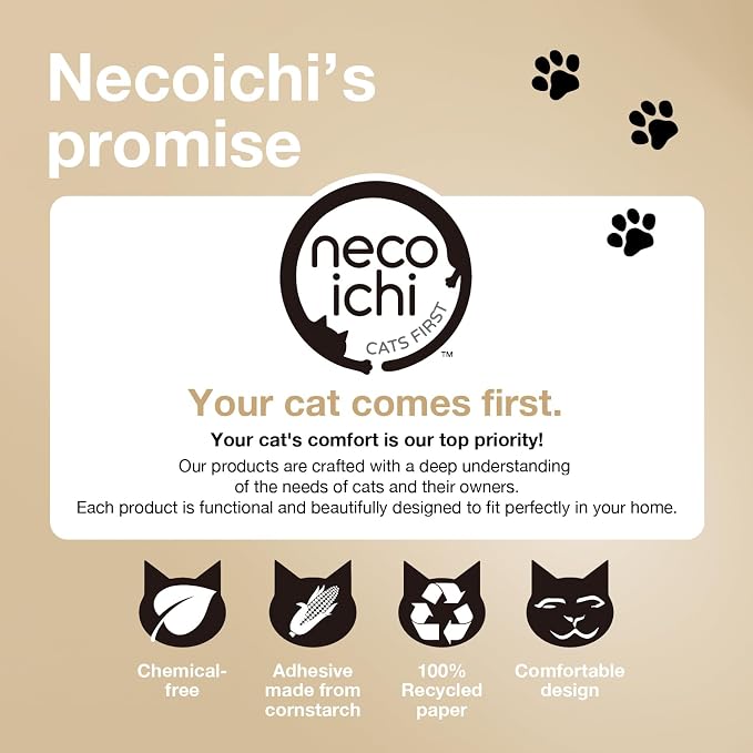 Necoichi Cat Scratcher Bowl for Indoor Cats - Cat Scratching Lounger with Reversible Usability and Extra Comfort for Lounge, Cardboard Bed Couch / (Regular, Oak)