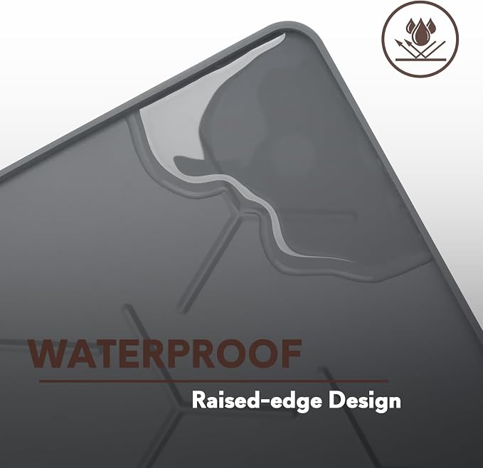 Silicone Cat Litter Mat Large 40" X 28", Easy to Clean, Dark Gray | Large Size Waterproof Silicone Mat with Raised Edges, Catch Litter, Protect Floor from Urine, Multi-Use for Dog/Sink/Kitchen