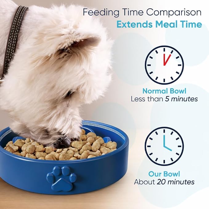Slow Feeder Dog Bowls – 1.5-Cup Ceramic Dog Bowl Slow Feeder – Microwaveable Dog Slow Feeder for Small and Medium Dogs – Lead and BPA-Free Ceramic Pet Bowl – Pet Feeder for Fast Eaters