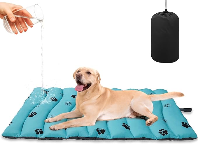 BINGPET Outdoor Travel Dog Bed for Large/Medium Dogs,Portable Waterproof Camping Mat with Carry Bag,Foldable Outside Bed,Machine Washable Indoor Pet Mat for Small,Medium and Large Dogs 26"x43"