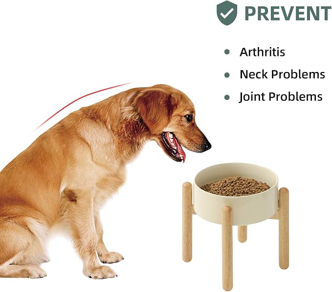 Havniva 8.3inch Ceramic Raised Dog Bowl with Stand, Elevated Dog Bowls for Large Breed Dog Food and Water Bowl Non-Slip Dog Dish Large Capacity Feeding Pet Water Bowl