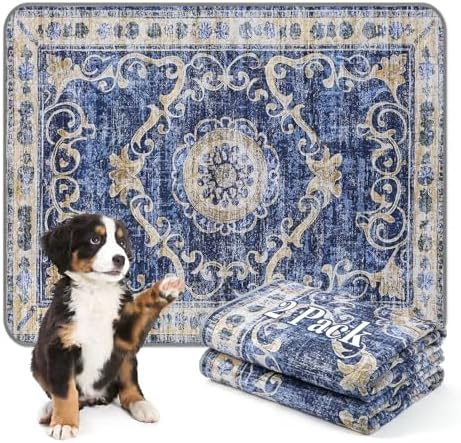 Washable Pee Pads for Dogs, 2 Pack Reusable Puppy Pads Absorbent Training Pads for Dogs Waterproof Dog Mat Non-Slip Whelping Pet Mat (Navy Blue, 36“×41”-2Pack)