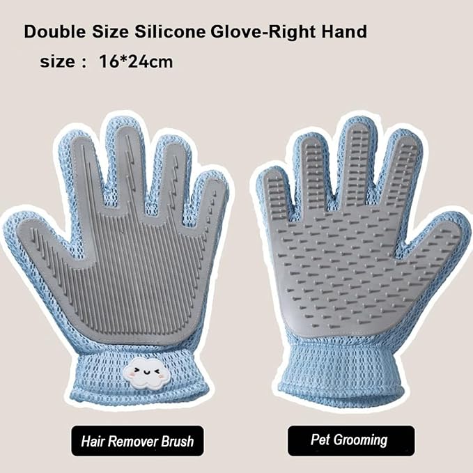 Cool Lemon 2 in 1 Pet Grooming Gloves for Dogs & Cats, Pet Fur Remover Glove, Grooming Brush for Shedding, Massage, Hair Remover Mitt, Fur Cleaner for Couch, Clothes,Carpet -1 Piece